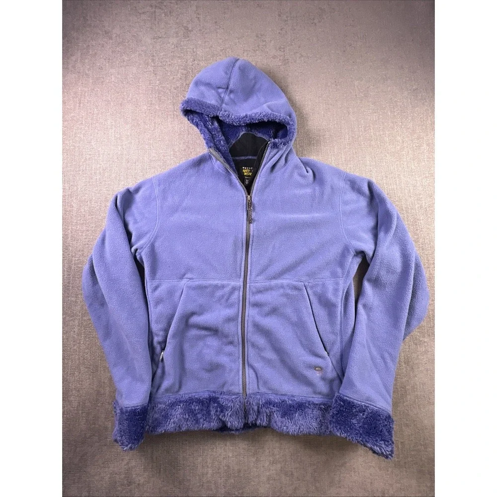 Mountain Hardware Fleece Jacket Women's L Deep Pile‎ Sherpa Cuffs Lining Blue
